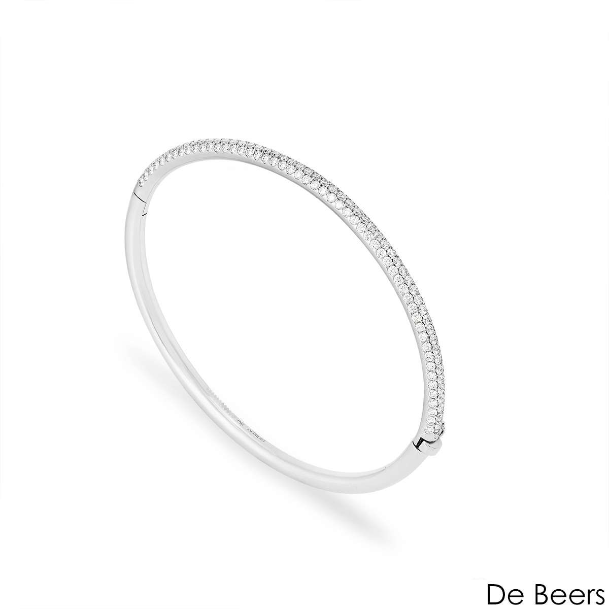 De Beers White Gold Classic Diamond Three Row Bangle B102120 De Beers White Gold Classic Diamond Three Row Bangle B102120